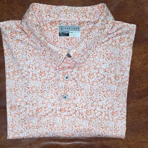 PGA Tour Men's Orange and White Floral Shirt